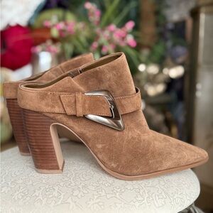 Brown Suede Women's Mules western style mule heels
